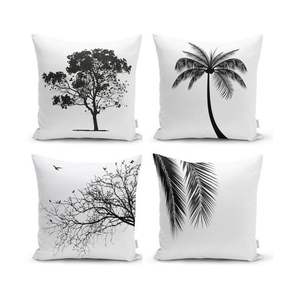 Set di 4 federe decorative bianche e nere, 45 x 45 cm - Minimalist Cushion Covers