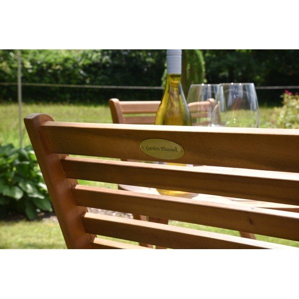 Set da pranzo da giardino di colore naturale in acacia massiccia per 2 persone Ibarra – Garden Pleasure-image-1