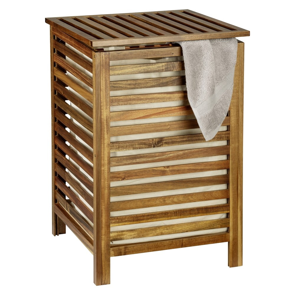 Cesta per il bucato colore naturale scuro in legno 56 l Fondi – Wenko | Ceste per il bucato