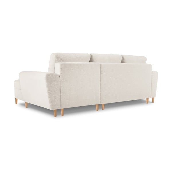 Divano angolare beige allungabile e con contenitore (con penisola a destra/con chaise lounge) con rivestimento in bouclé Kyoto – Cosmopolitan Design-image-4
