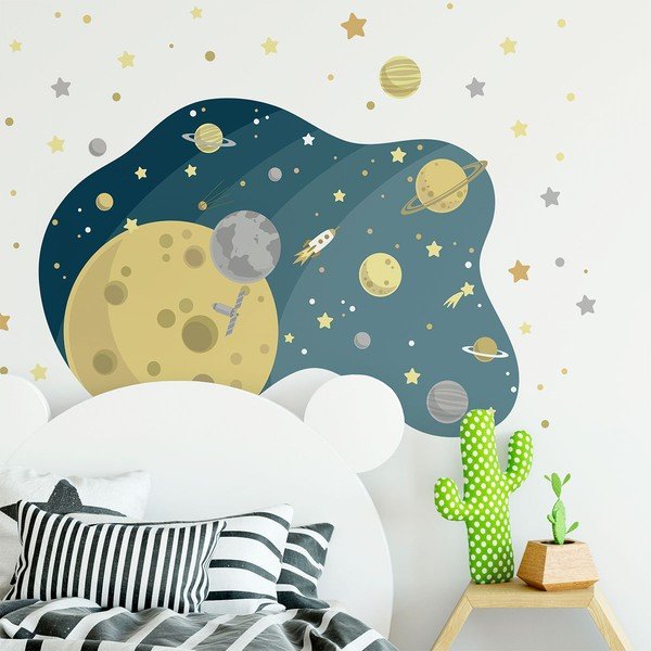 Adesivo murale per bambini La galassia stellata, 90 x 60 cm - Ambiance-image-2