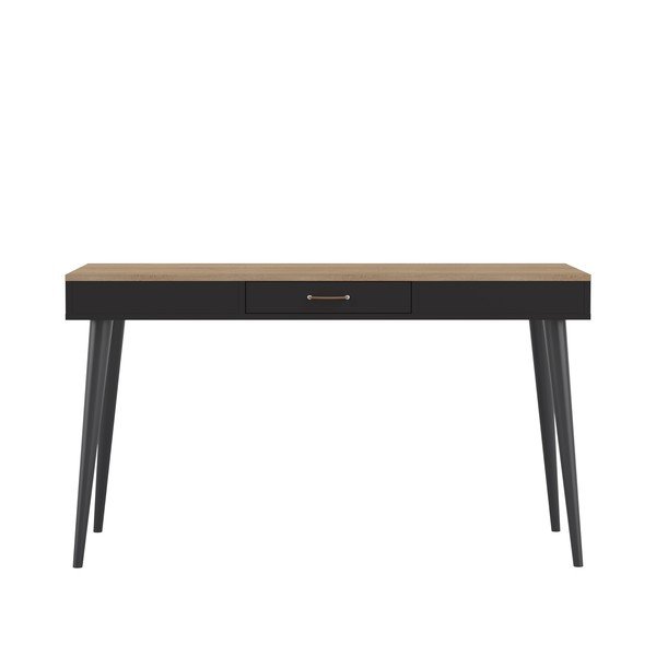 Scrivania nera con piano in rovere 134x59 cm Horizon - TemaHome