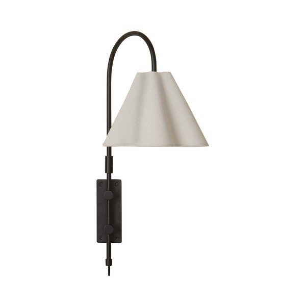 Lampada da parete nera/beige in tessuto con alimentazione a corrente con struttura flessibile Francis – Jotex