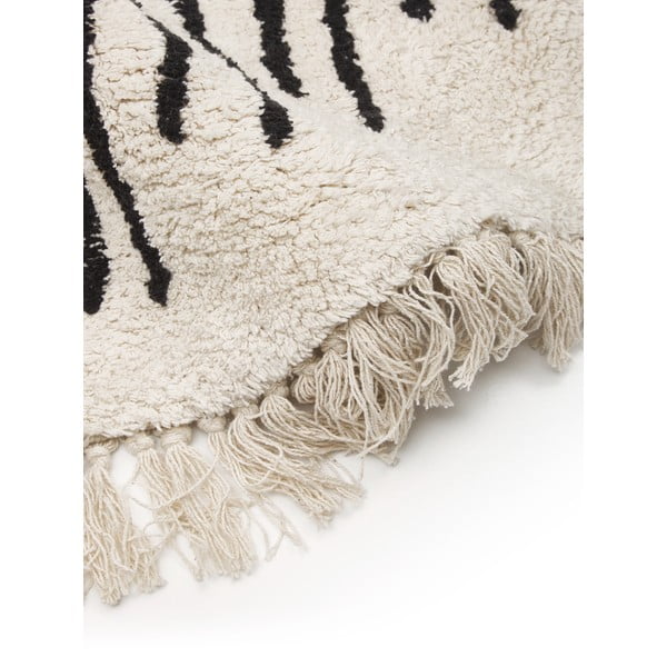 Tappeto in cotone beige e nero tessuto a mano , ø 150 cm Fini - Westwing Collection-image-2