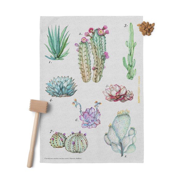 Set di 2 asciugamani da cucina in cotone, 70 x 50 cm Cactus - Happy Friday Basic-image-1