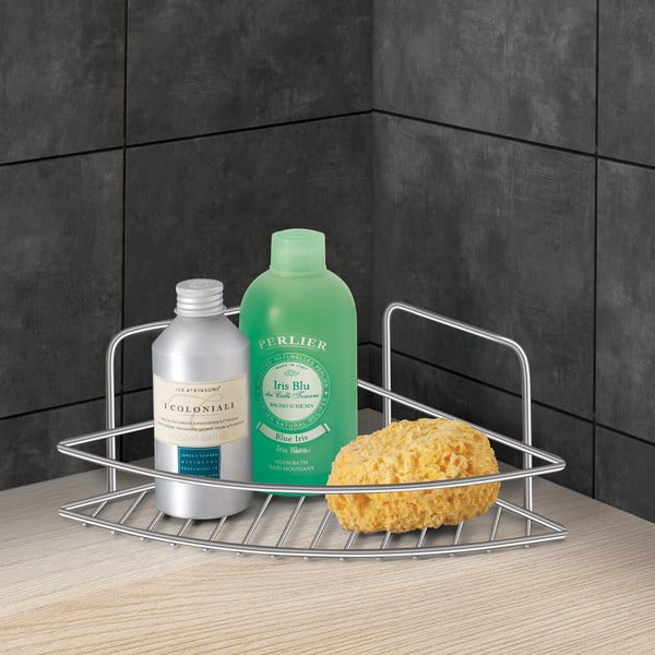 Mensola da bagno color argento lucido in acciaio Luxy – Metaltex-image-1