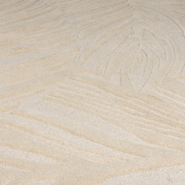 Tappeto rotondo in lana beige ø 160 cm Leaf - Flair Rugs-image-2