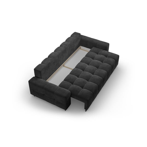 Divano grigio scuro allungabile con contenitore e rivestimento in velluto 250 cm Wicklow – Cosmopolitan Design-image-3