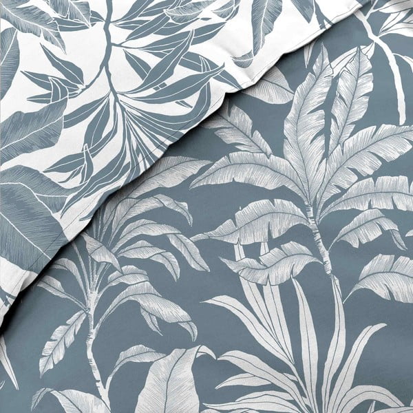 Set copripiumino e federa bianco/blu in cotone per letto matrimoniale ed esteso 240x220 cm Hera – douceur d'intérieur-image-3