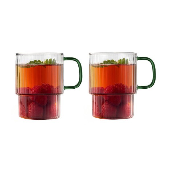 Tazze in set per cappuccino verdi in vetro 2 pz 350 ml Livio – Vialli Design
