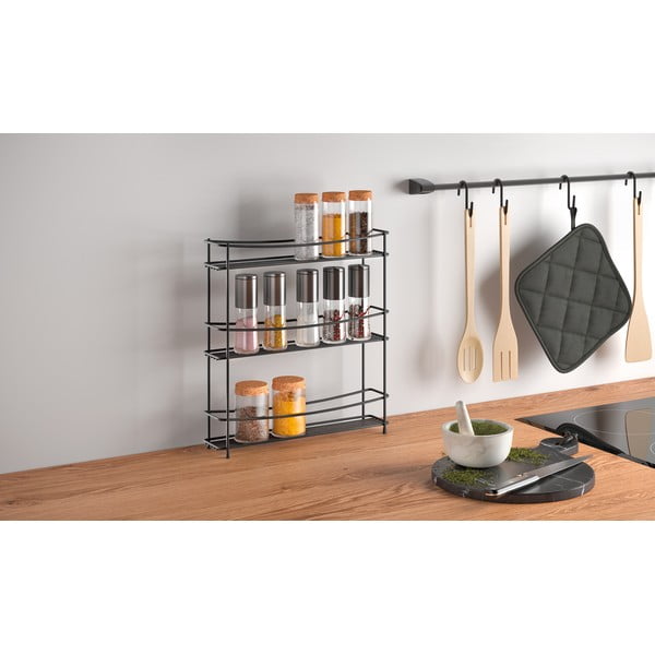 Portaspezie Lava nero a tre livelli Kumino - Metaltex-image-1