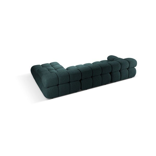Divano angolare componibile color petrolio (con penisola a destra/con chaise lounge) con rivestimento in bouclé – Micadoni -image-2