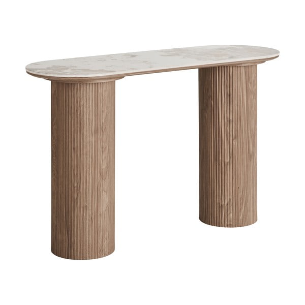 Tavolo consolle beige/di colore naturale con piano effetto marmo 40x120 cm Athens – House Nordic