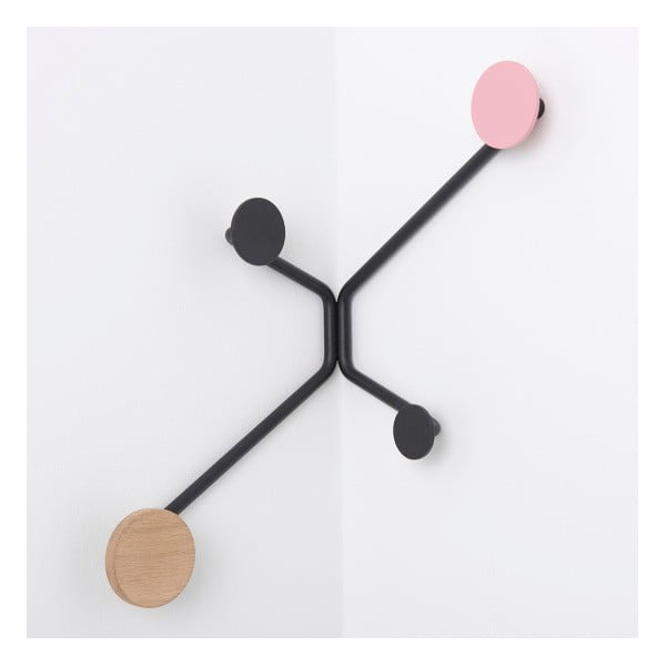 Appendiabiti da parete angolare nero con dettaglio rosa Hook - Gazzda-image-2