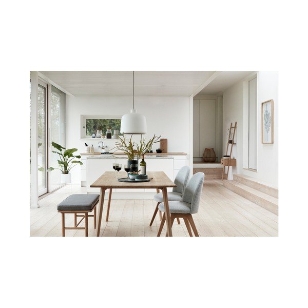 Sedia da pranzo grigio chiaro con gambe in legno di quercia Gisla - Hübsch-image-2