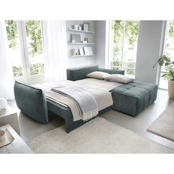 Divano angolare verde allungabile/con contenitore (con penisola a destra/con chaise lounge) e rivestimento in velluto Campo – ELTAP-image-4