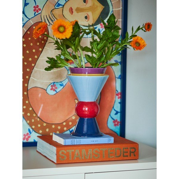 Vaso in ceramica dipinto a mano (altezza totale 26,5 cm) Trilla – Bloomingville-image-1