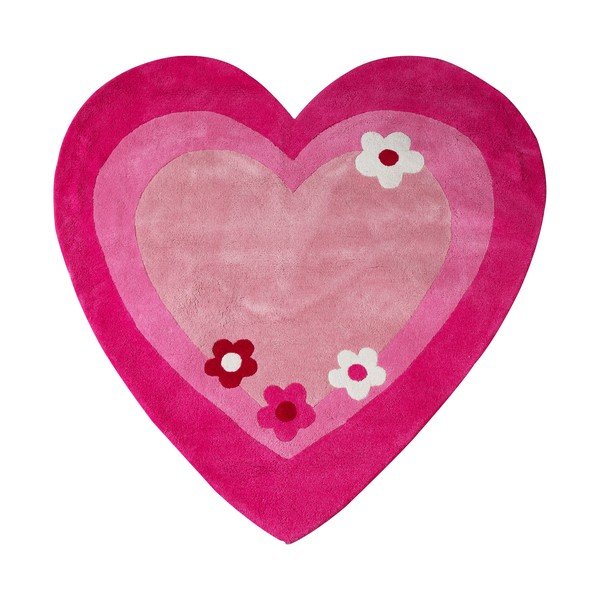 Tappeto rosa per bambini 100x100 cm Love Heart - Premier Housewares