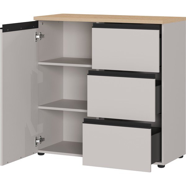 Credenza greige/colore naturale chiaro 90x91x41 cm Cormano – Germania-image-3