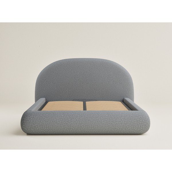 Letto matrimoniale imbottito grigio con contenitore con rete inclusa 160x200 cm Maumere – Maison de Rêve-image-2