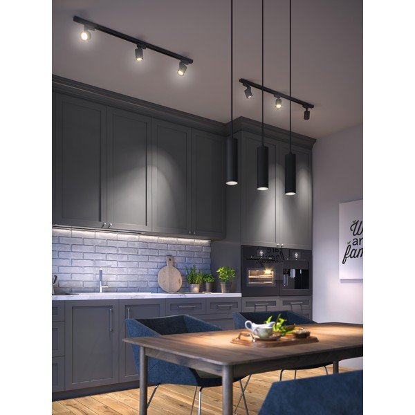 Lampadario nero con paralume in metallo Tresos II - GTV-image-1