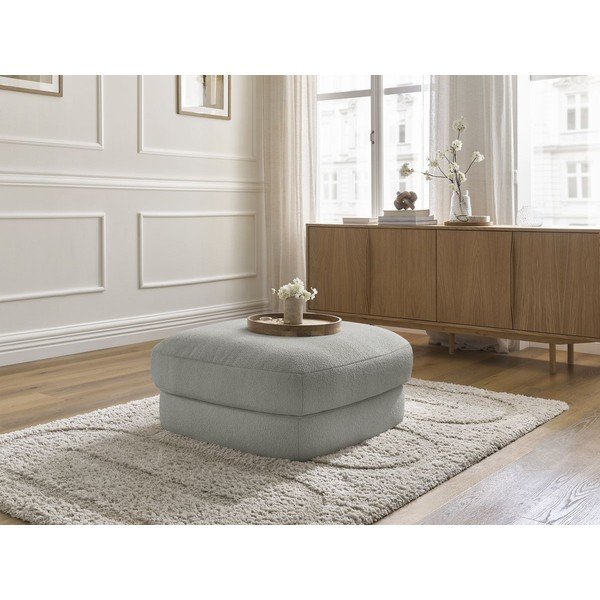 Poggiapiedi grigio chiaro con rivestimento in bouclé Leonore – Bobochic Paris-image-3