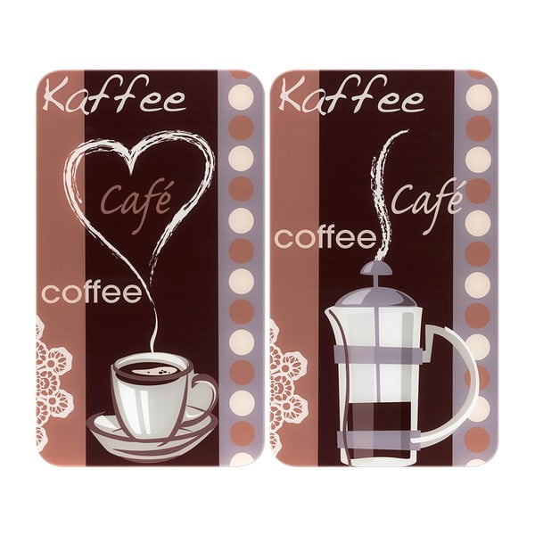 Set di 2 coperchi in vetro per stufa Coffee, 52 x 30 cm Coffee Flamour - Maximex