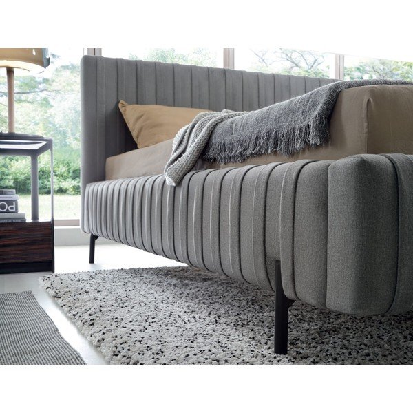 Letto matrimoniale imbottito grigio con contenitore e rete inclusi 140x200 cm Plissa – ELTAP-image-4