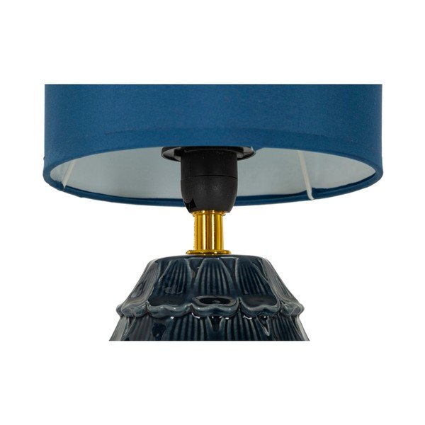 Lampada da tavolo blu in ceramica con paralume in tessuto (altezza totale 30,5 cm) Pigny – Mauro Ferretti-image-4