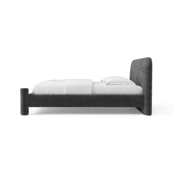 Letto matrimoniale imbottito grigio scuro con rete inclusa 160x200 cm Vera – Micadoni -image-3