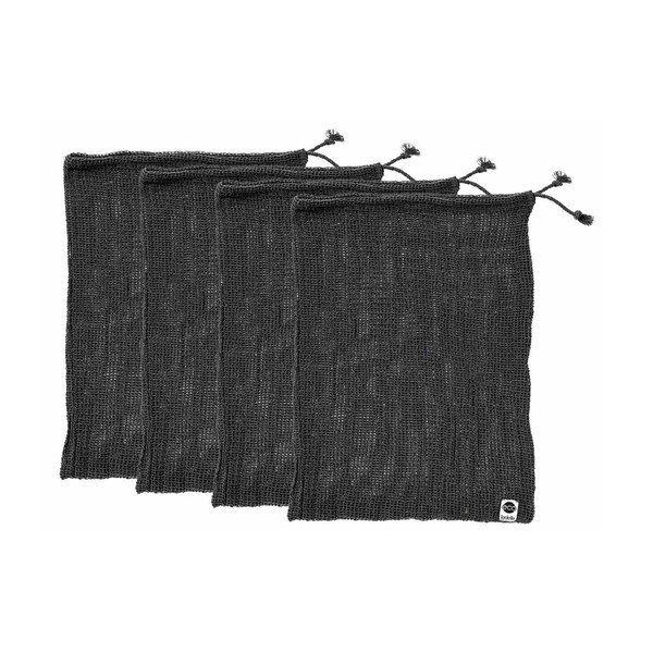 Set di 4 sacchetti per snack in cotone riciclato nero , 30 x 40 cm Eco - Ladelle