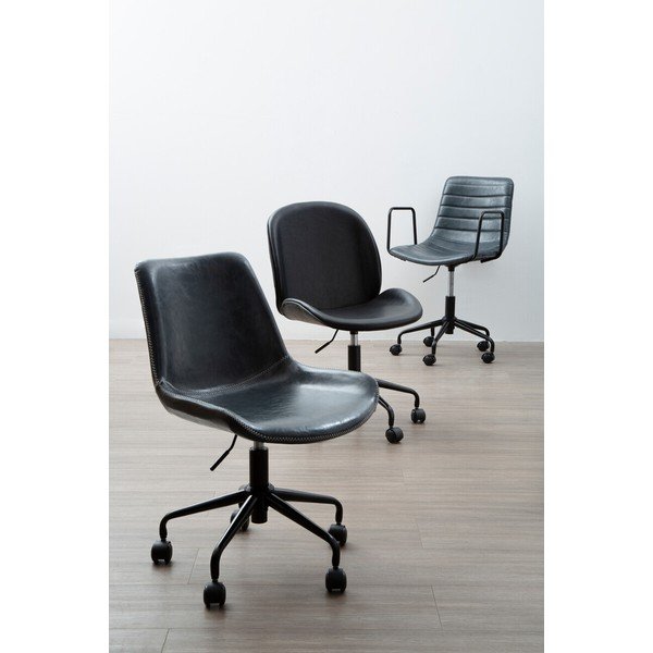 Sedia da ufficio nera in similpelle Clinton – Premier Housewares-image-3
