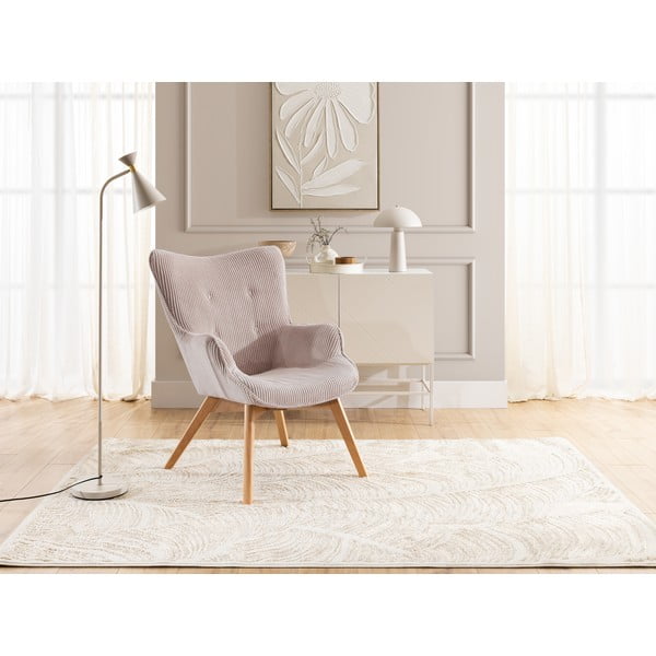 Poltrona rosa chiaro con rivestimento in velluto a coste Niko – Ropez-image-4