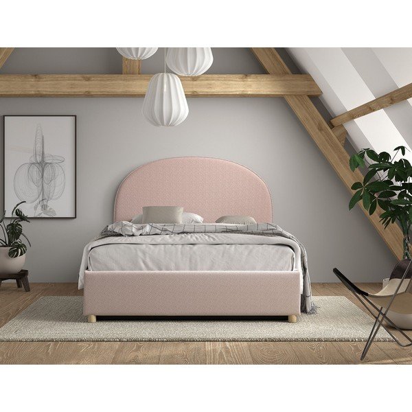 Letto matrimoniale imbottito rosa con contenitore con rete inclusa 140x200 cm Moon – Vipack-image-3