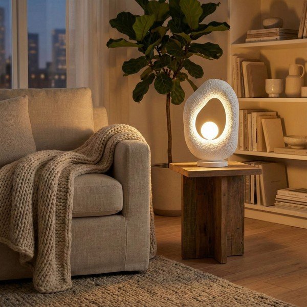 Lampada da tavolo bianca in metallo (altezza totale 50 cm) Lore – Opviq lights-image-1