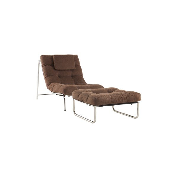 Poggiapiedi marrone con rivestimento in ciniglia Burleson – Jotex-image-4