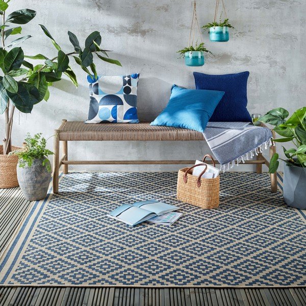 Tappeto per esterni blu/beige 200x200 cm Moretti - Flair Rugs-image-1