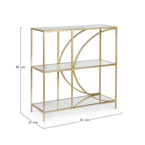 Libreria dorata in acciaio 81x87x31 cm Elenor – Bizzotto-image-3