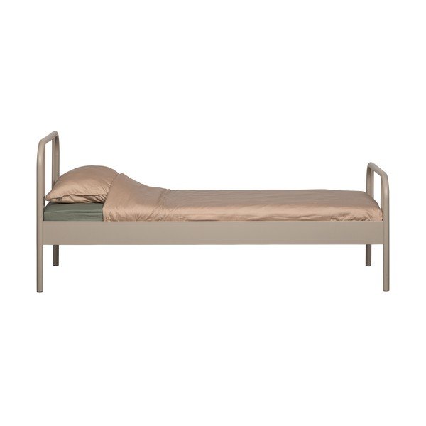 Letto singolo beige in metallo con rete inclusa 90x200 cm Mata – WOOOD-image-4