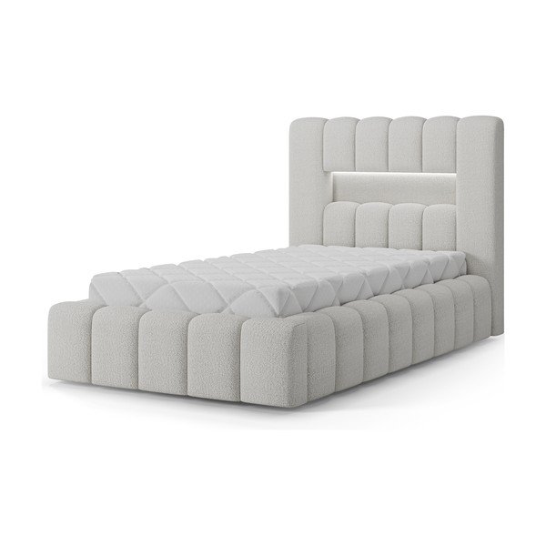 Letto singolo imbottito color crema con contenitore con rete inclusa 90x200 cm Lamica – ELTAP