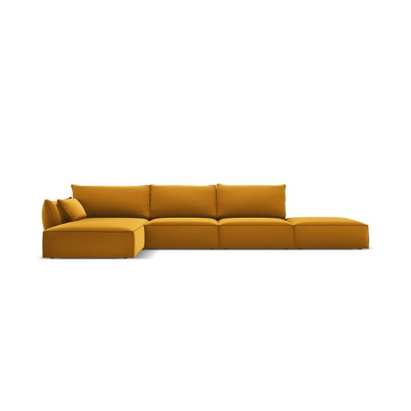 Divano angolare color senape (con penisola a sinistra/con chaise lounge) con rivestimento in velluto Vanda – Mazzini Sofas