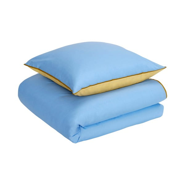 Biancheria da letto in cotone blu e giallo Linea, 140 x 200 cm - Hübsch