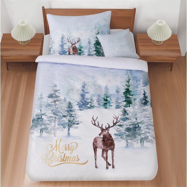 Set copripiumino e federa azzurro per letto singolo 3 pezzi 140x200 cm Peaceful Winter – My House