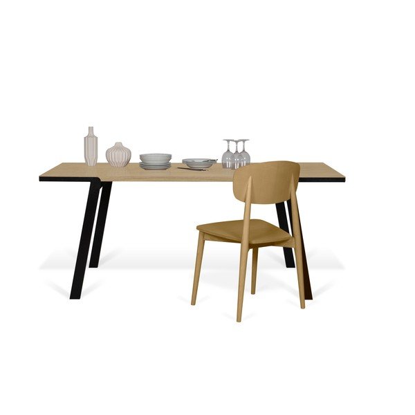 Tavolo da pranzo con piano in rovere e gambe nere , 180 x 90 cm Drift - TemaHome-image-4