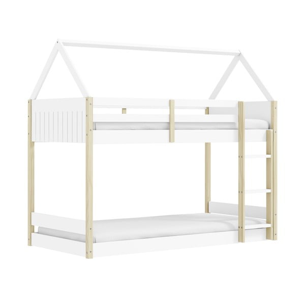 Letto da bambini a forma di casa/a castello bianco/di colore naturale 90x190 cm Valka – Marckeric-image-4