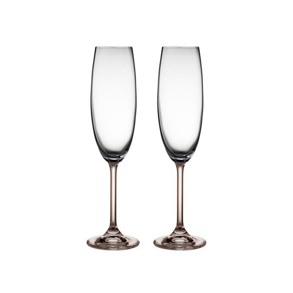Sada 2 sklenic na sekt z šedého křišťálového skla Bitz Fluidum, 220 ml