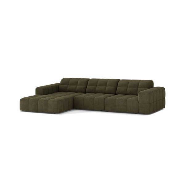 Divano angolare color kaki (con penisola a sinistra/con chaise lounge) con rivestimento in ciniglia Chicago – Cosmopolitan Design-image-1