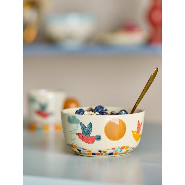 Ciotola per bambini color crema in gres ø 12 cm Colorine – Bloomingville Mini-image-1