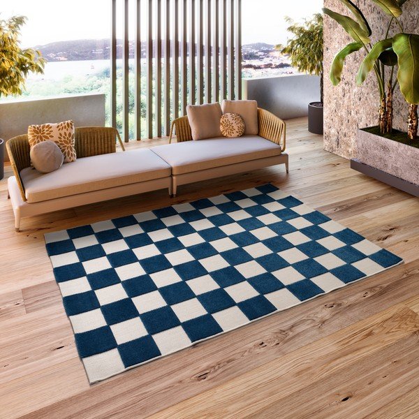 Tappeto da interno/esterno blu/color crema 160x230 cm Cuadros – Universal-image-1