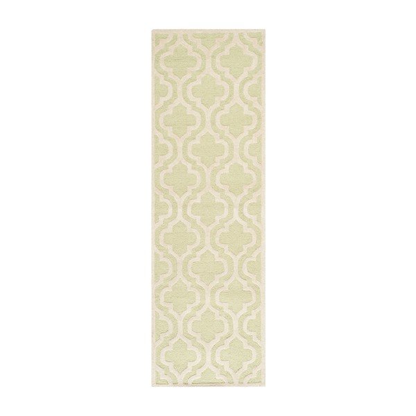 Zeleno-bílý vlněný koberec Safavieh Lola, 76 x 243 cm